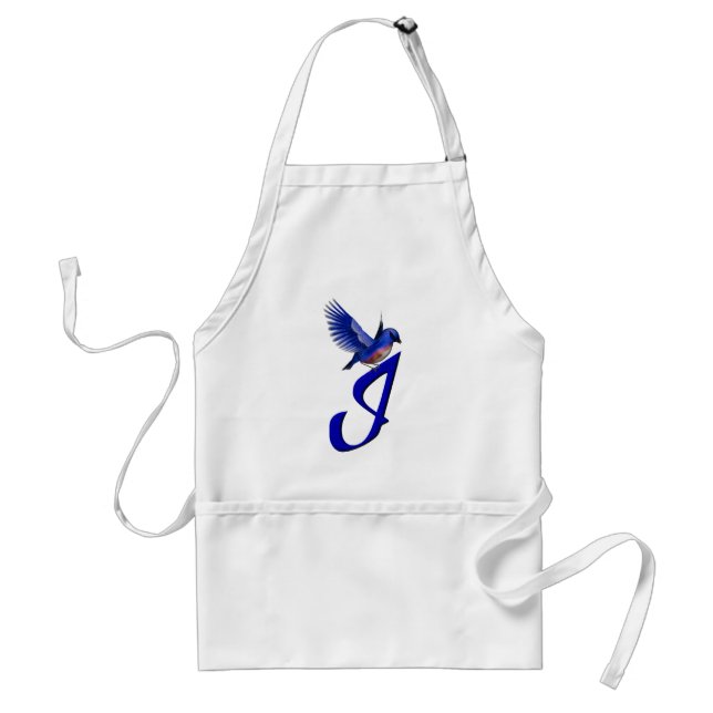 Bluebird Monogram Initial I Elegant Standard Apron (Front)