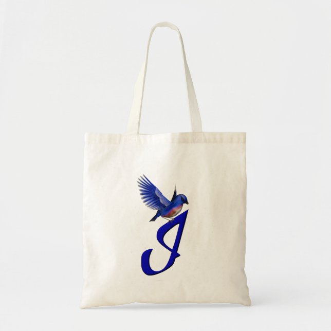 Bluebird Monogram Initial I Elegant Tote Bag (Front)