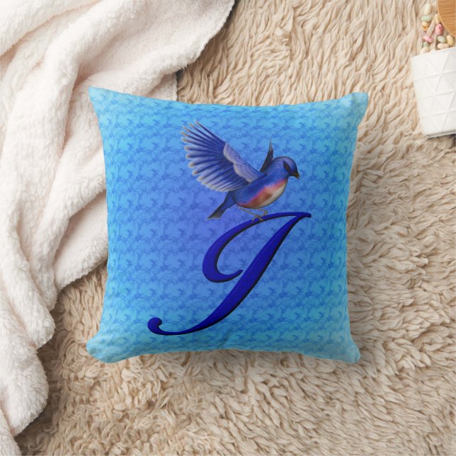 Bluebird Monogram Initial J Cushion (Blanket)
