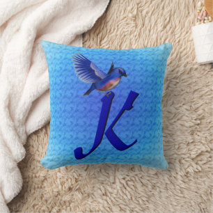 Bluebird Monogram Initial K Cushion