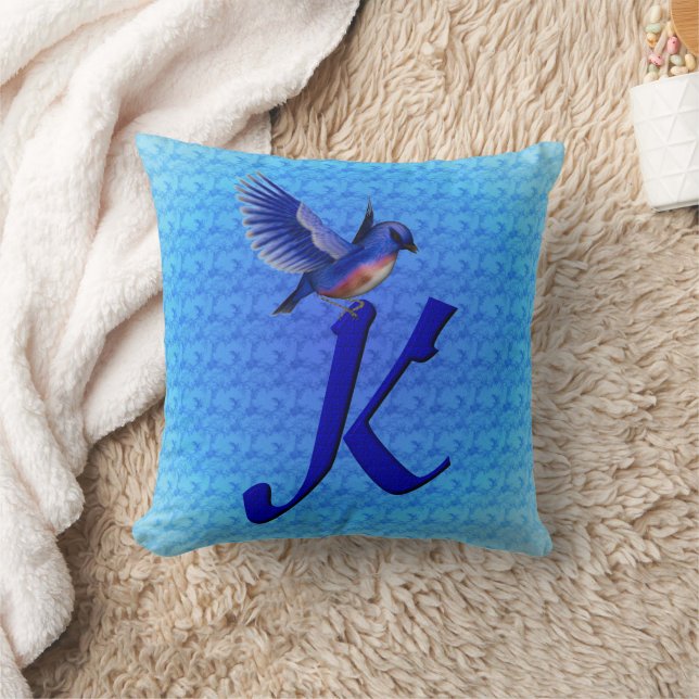 Bluebird Monogram Initial K Cushion (Blanket)