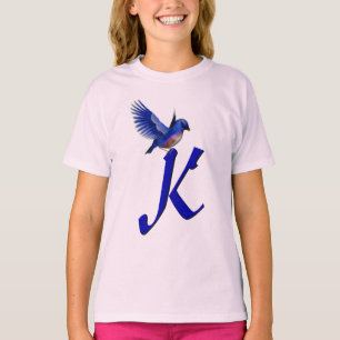 Bluebird Monogram Initial K Elegant  T-Shirt