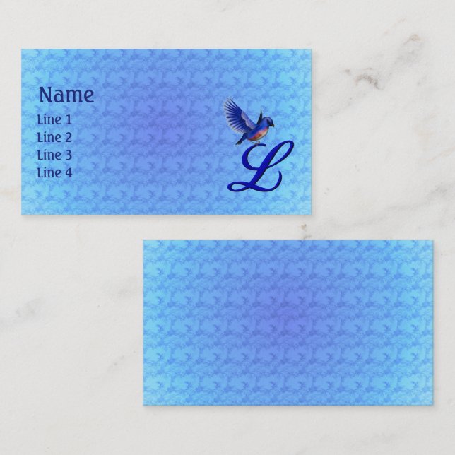 Bluebird Monogram Initial L Elegant Business Card (Front/Back)