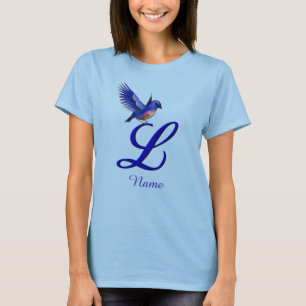 Bluebird Monogram Initial L Elegant Personalised T-Shirt
