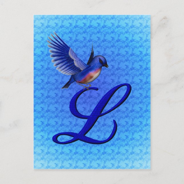 Bluebird Monogram Initial L Elegant Postcard (Front)