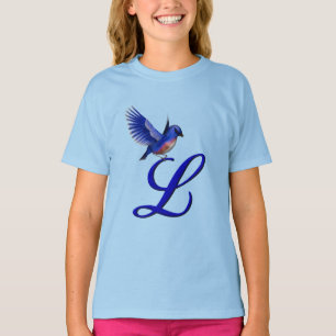 Bluebird Monogram Initial L Elegant  T-Shirt