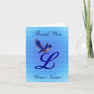 Bluebird Monogram Initial L Personalised Thank You Card