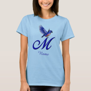 Bluebird Monogram Initial M Elegant Personalised T-Shirt
