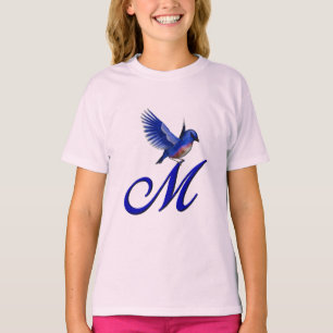 Bluebird Monogram Initial M Elegant  T-Shirt