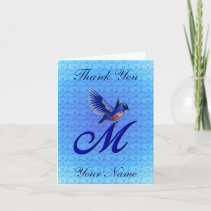 Bluebird Monogram Initial M Personalised Thank You Card