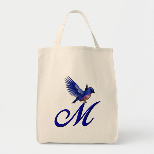 Bluebird Monogram Initial M Tote Bag (Front)