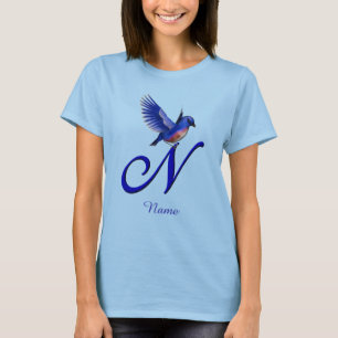 Bluebird Monogram Initial N Elegant Personalised T-Shirt