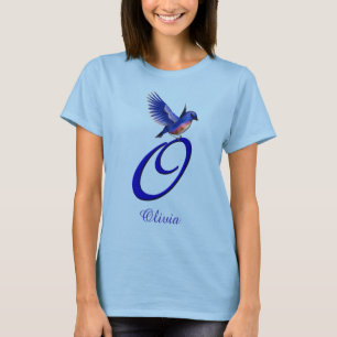 Bluebird Monogram Initial O Elegant Personalised T-Shirt