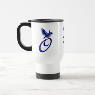 Bluebird Monogram Initial O Elegant Personalised Travel Mug