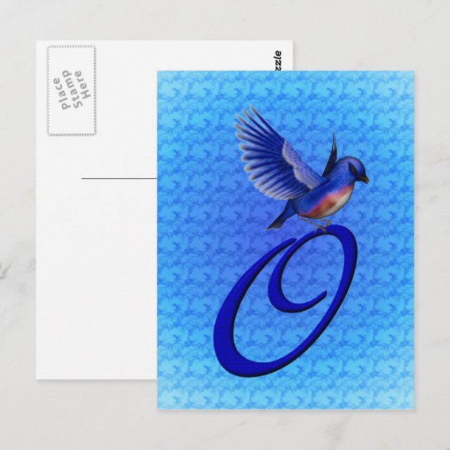 Bluebird Monogram Initial O Elegant Postcard (Front/Back)