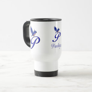 Bluebird Monogram Initial P Elegant Personalised Travel Mug