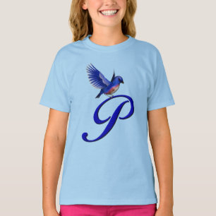 Bluebird Monogram Initial P Elegant  T-Shirt