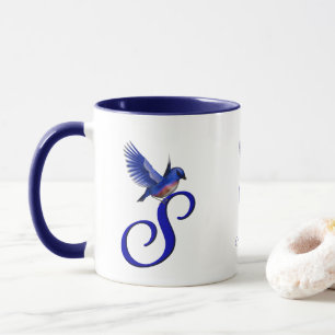 Bluebird Monogram Initial S Elegant Personalised Mug