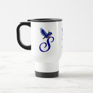 Bluebird Monogram Initial S Elegant Personalised Travel Mug