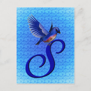 Bluebird Monogram Initial S Elegant Postcard
