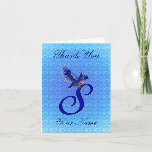 Bluebird Monogram Initial S Personalised Thank You Card