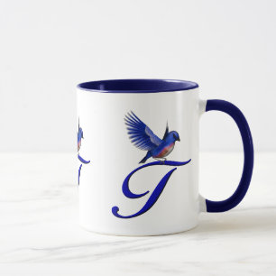 Bluebird Monogram Initial T Elegant Mug