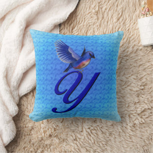 Bluebird Monogram Initial Y Cushion