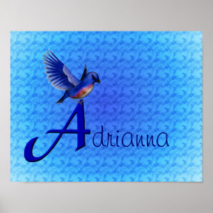 Bluebird Monogram Your Name Initial A Poster