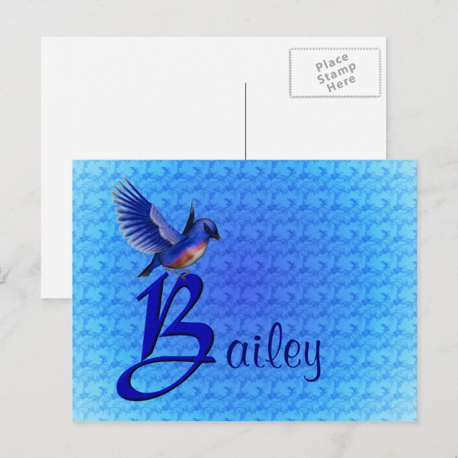 Bluebird Monogram Your Name Initial B Postcard (Front/Back)
