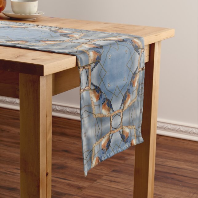 Bluebird Nature Abstract Kaleidoscope      Short Table Runner (In Situ)
