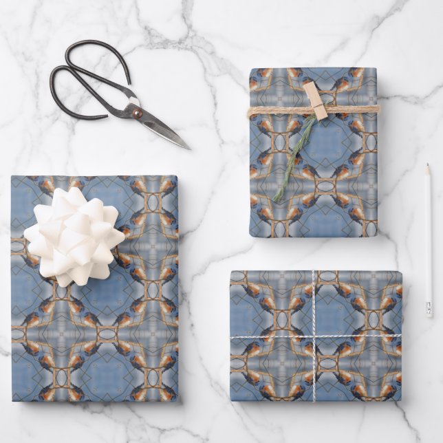 Bluebird Nature Abstract Kaleidoscope   Wrapping Paper Sheet (Front)