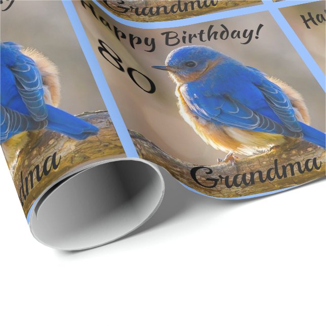Bluebird of Happiness Birthday Personalise Name Wrapping Paper (Roll Corner)
