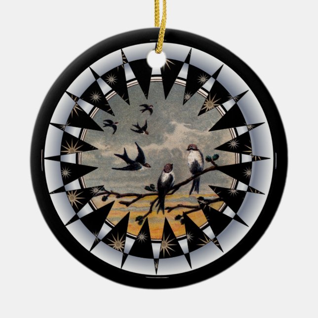 Bluebird of Happiness Ceramic Pendant Tree Decoration (Front)