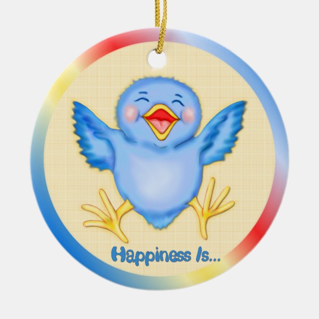 Bluebird of Happiness Ceramic Tree Decoration (Front)
