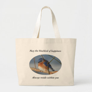Bluebird Of Happiness Nature Large Tote Bag