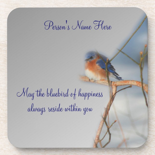 Bluebird Of Happiness Personalised Coaster Set (Front)