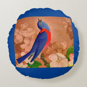 bluebird of happiness round cushion