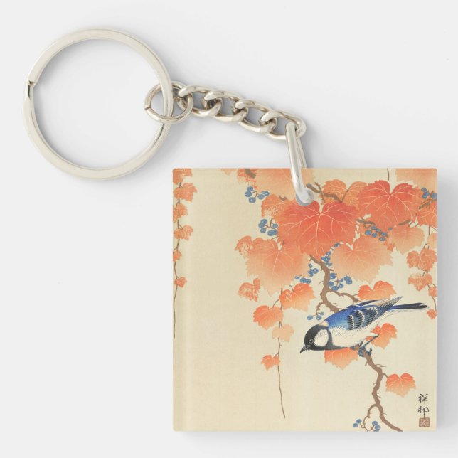 Bluebird on a Paulownia Tree Key Ring (Front)