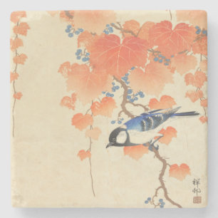 Bluebird on a Paulownia Tree  Stone Coaster