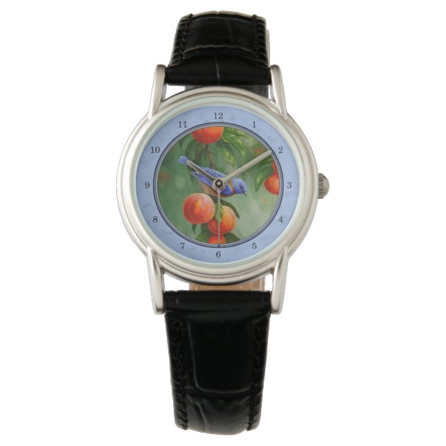 Bluebird on a Peach Tree Branch Blue Watch (Front)