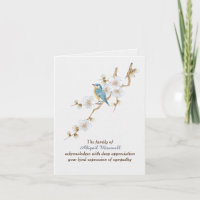 Bluebird on Almond Twig Sympathy Thank You