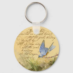 Bluebird on Branch & Victor Hugo Quote Key Ring