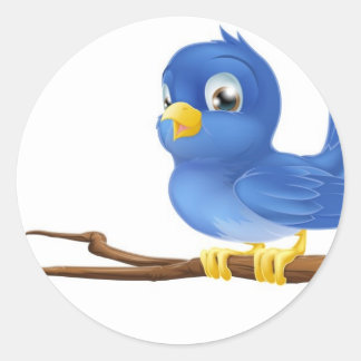 Bluebird on tree branch classic round sticker