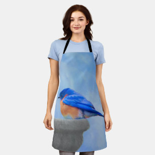 Bluebird Painting - Original Bird Art Apron