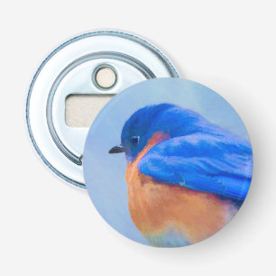 Bluebird Painting - Original Bird Art Bottle Opener