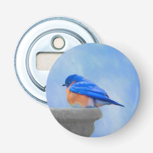 Bluebird Painting - Original Bird Art Bottle Opener