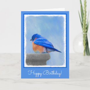 Bluebird Painting - Original Bird Art Card