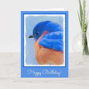 Bluebird Painting - Original Bird Art Card