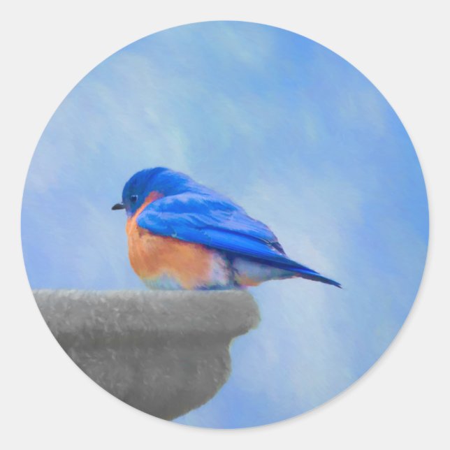 Bluebird Painting - Original Bird Art Classic Round Sticker (Front)