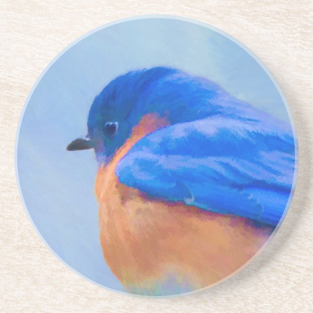 Bluebird Painting - Original Bird Art Coaster (Front)
